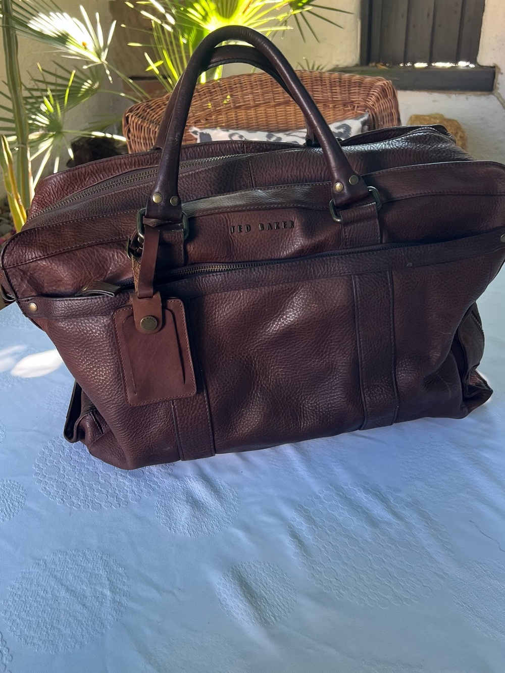 Ted Baker Dark Brown Leather Duffel Bag